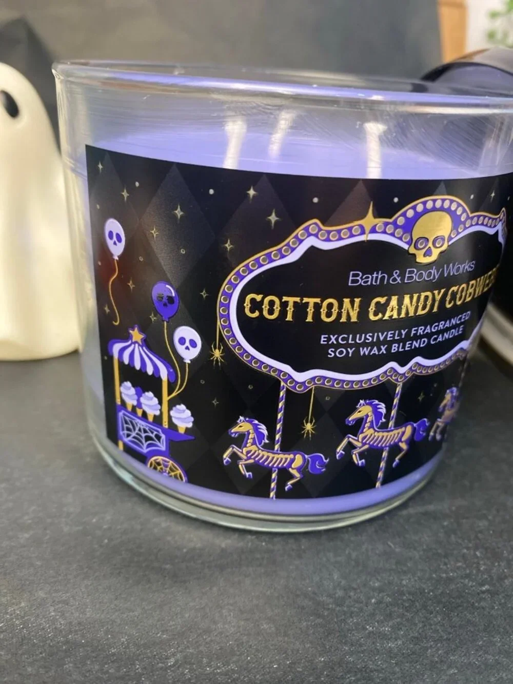 Halloween “Cotton Candy Cobwebs” Bath & Body Works New 3 Wick Candle